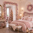 2 Pcs 6 ft Christmas Ball Ornament Garland, Pink, Champagne Gold - Image 4