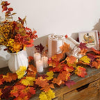 CQURE 12 Pack Fall Garland, Total 95Ft Artificial Autumn Maple Leaves Garland Hanging Vines, Thanksgiving Halloween Harvest Decor for Fireplace Mantle Table Indoor Outdoor - Image 3