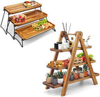 Manspdier Wood 3 Tier Serving Tray Three Tiered Stand, Rectangle Platter Wooden Farmhouse Tray, Party Dishes for Entertaining, Rustic Vintage Trays & Platters by Manspdier