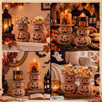 RattanView 2 Pcs Terracotta Halloween Pumpkin Decor Pumpkin Candle Holders - Image 6