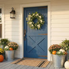 Summer Wreath for Front Door, 24 in Eucalyptus White Cherry Blossom - Image 2