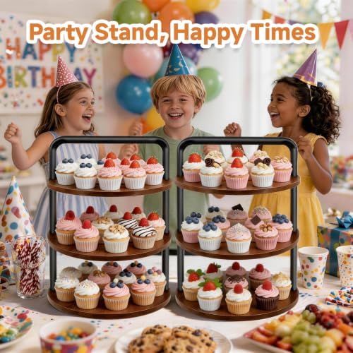 Cupcake Stand, 3 Tier Large Wooden Cupcake Tower for 50 Cupcakes - Image 3