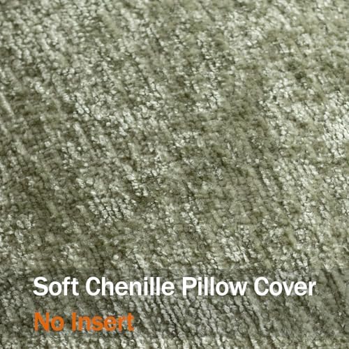 DEZENE Pack of 2 Sage Green Christmas Decorative Throw Pillow Covers 22x22 Cozy Soft Chenille Accent Vintage Square Couch Pillow Covers for Home Decor Bed Sofa Living Room - Image 3