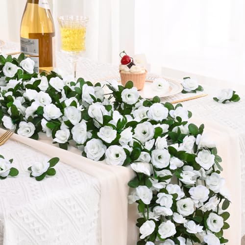 BLEUM CADE 12Pcs 16.4Ft Fake Flower Garland Artificial Rose Vines - Image 3