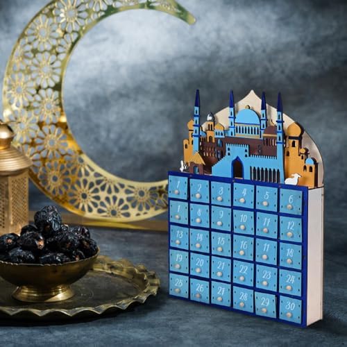 Ramadan Advent Countdown Calendar Wood - Ramadan Decorations for Home Eid Mubarak Table Decor, 30 Days Countdown Calendar Lights Drawers Ramadan Islam Kareem Table Centerpieces Décor DIY - Image 6