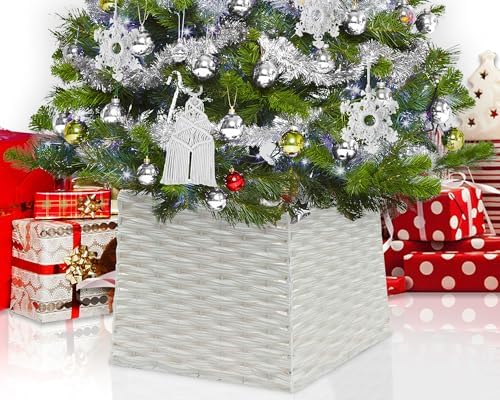 21in Christmas Tree Collars for Artificial Trees, Pencil Tree Collar for Slim Trees, Boho Rustic Holiday Decor Xmas Tree Ring, Basket Base Cover, Christmas Tree Guard for Cats by ZWHTB