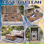 Moucuny 2 Pcs Navy Blue Coir Doormat and Stripe Rug Outdoor - Image 3