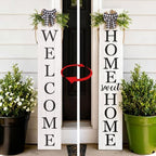 47.2" Two Sided Welcome Sign for Front Porch with Wreath Bow, Large Wooden Home Sweet Home Outdoor Decor, Long Vertical Leaner Standing Outside Front Door Yard Rustic Farmhouse Decorations by flangairy