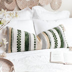 PANOD Boho Long Lumbar Throw Pillow Cover 14 x 36 Dark Green, Chenille Morocan Extra Long Pillow Case Cover, Decorative Long Pillow for Bed Couch Sofa Farmhouse by PANOD