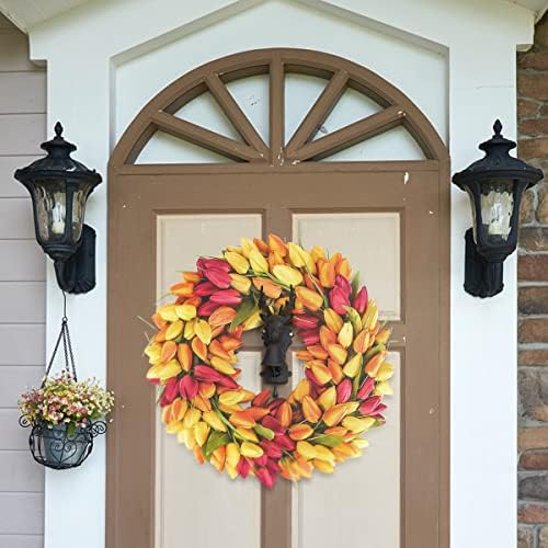 BOMAROLAN Tulip Wreath 20 Inch for Front Door Summer Fall Large Wreaths Springtime All Year Around for Outdoor Door Indoor Wall Or Window Décor Festival Decoration - Image 7