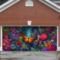 6x13 FT Butterfly Floral Garage Door Banner - Vibrant Colorful Flower Garden Backdrop, Large Indoor Outdoor Garage Door Cover,Nature Theme Decoration for Home, Yard, Spring Party,Wedding by FOREVERQUEEN