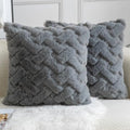 Yaertun Set of 2 Decorative Throw Pillow Covers Thick Plush Wool Throw Pillows Super Soft Luxury Faux Rabbit Fur Velvet Cushion Covers for Couch Sofa Bed Living Room 26x26 Inch Grey by YAERTUN