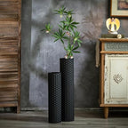 Sziqiqi Black Tall Floor Vase, Cylinder Metal Decorative Vase Set, 2Pcs - Image 2