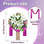 Easter Cross Wreaths for Front Door, 16" Religious Spring Wreath with Lily and Purple Ribbon, Christian He is Risen Easter Decor, Rustic Twine Wrapped Hanging Ornament Wall Porch Farmhouse Home Decor - Image 2