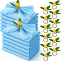 Preboun 24 Pcs Blue Cloth Napkins 19"x19" with Lemon Napkin Rings by Preboun