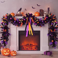 Thiccywoov 8 ft Halloween Garland Decorations Black Orange Purple Artificial Garland Ornaments with Ball Bats Pumpkins, Halloween Mantel Hanging String Decor for Tree Home Indoor Fireplace Party Decor by Jgiusenfg