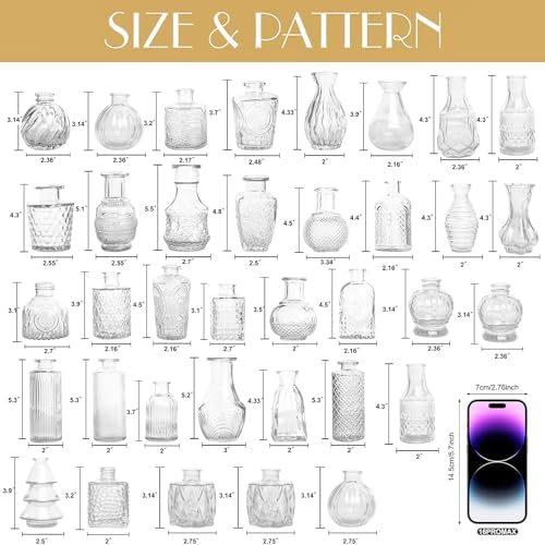 Petal Petite Small Clear Glass Bud Vase Set of 36 for Wedding Centerpieces - Image 2