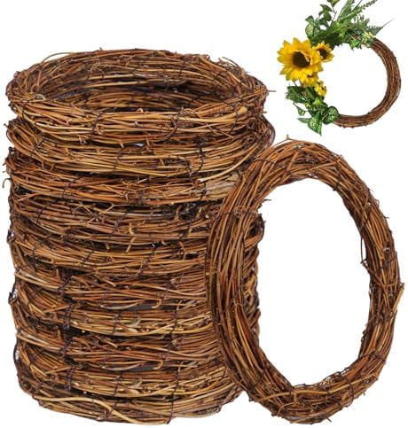 12 Pcs 8 inch Natural Grapevine Wreath Set, Hand-Woven Vine Branch Wreaths for DIY Crafts, Christmas Decorations, Home & Event Styling by KUKLIPJIM
