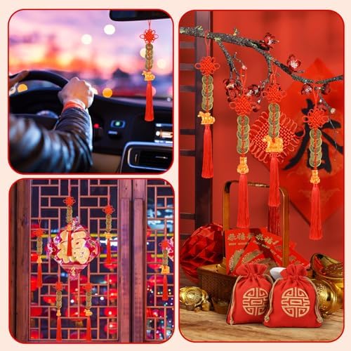 24 Pcs Chinese New Year Horse 2026 Lunar New Year Decorations fengshui Coins Red Tassel Ornaments with Wealth Success Good Luck Hanging Decorations for Gifts Home Car Decor - Image 6