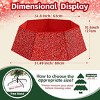 Red Christmas Tree Collar 31.49 Inch Sequin Foldable Christmas Tree Ring Velvet Tree Skirt Cover for Xmas Pencil Tree Holiday Decor - Image 4
