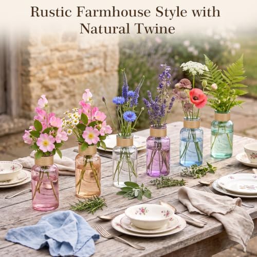 6 Pack Mason Jar Vases for Centerpieces,6.3" Colored Glass Bud Vases Set - Image 7