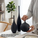 Black Ceramic Vases Set of 3, Modern Boho Vases for Centerpiece Decor, Matte Minimalist Decorative Vases for Home Decor, Living Room, Bookshelf, and Entryway Table Decor - Image 6