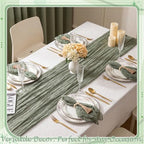 Cheesecloth Napkins with Wooden Bead Napkin Rings Set, 12 Gauze Cloth 20x20 Inch Dinner Napkins and 12 Boho Wood Bead Napkin Ring Holders for Wedding, Baby Shower, Bridal Shower(Green) - Image 5