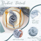 Pcs Cheesecloth Napkins and Table Runners Set, 10 ft Cheese Cloth Table Runners Boho Wedding Decor Rustic Wrinkled Gauze Napkins for Wedding Birthday Party Baby Shower(Gray Blue,26) - Image 3