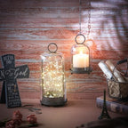 5" & 4" Wide Versatile Metal Candle Holder in Rustic Brown with Handmade Thick, Heavy & Sturdy Glass Dome for Pillar Candle, Industrial, Modern, Shelf, Mantel, Veranda, Porch - Image 4
