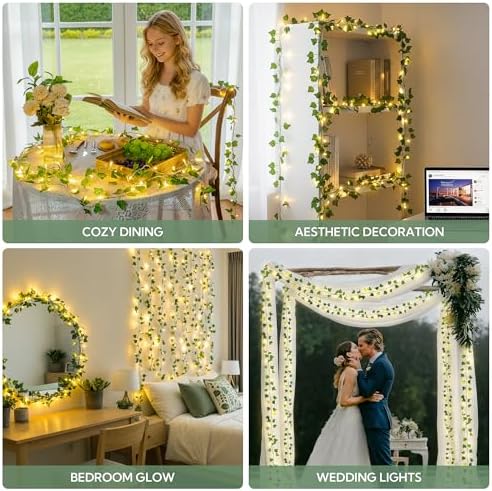 HEYFUNi Vines with Lights 23FT, Fake Ivy String Lights Plug in - Image 4