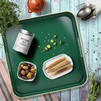 Green Square Decorative Tray with Handles, 13"*13" Versatile Serving Tray for Coffee Table, Ottoman, Ideal for Serving, Displaying, Organizing - Image 5