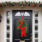 Suncalla 2 Pcs Christmas Horse Head Wreath Artificial Christmas Wreath Green Pine Needles Horsehead Decor with Red Ribbon Pinecone Farmhouse Xmas Garland for Front Door Farmhouse - Image 5