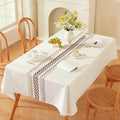 Zobesta Linen Tablecloths Rectanglar 86x53 Inch White Table Cloth by ZOBESTATABLECLOTH