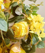 Artificial Flower Garland 2pcs 5.4ft Rose & Hydrangea Vine Decor, Yellow - Image 6