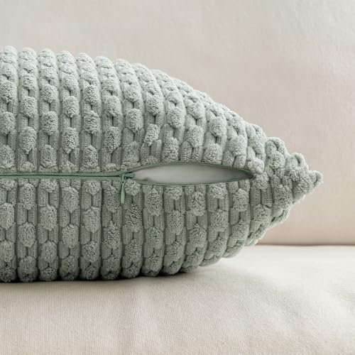 MIULEE Euro Sham Decorative Throw Pillow Covers 24x24 Grey Green Corduroy - Image 7