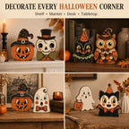 Vintage Halloween Decorations, Wooden Shelf Decor for Tabletop & Desk - Image 5