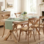 ZeeMart Linen Checked Farmhouse Placemats Set of 6, Sage Green 13x19in - Image 6