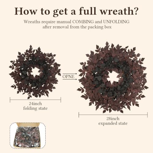 Agusbagli 28’’ Artificial Cimicifuga Fall Wreath for Front Door, Fall Decor - Image 2