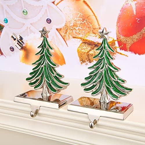 Christmas Tree Stocking Holders for Mantle,Christmas Stocking Holders for Fireplace Weighted Hooks Hanger Farmhouse Christmas Tree Stockings Hanger for Christmas Decoration (Tree 2 Pack) - Image 5