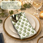 CPC Emerald Green Block Print Cotton Embroidery Napkin 18x18 (Pack of 4) - Image 3