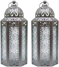 Vela Lanterns Decorative Indoor Moroccan Candle Holder, Silver, M, 2-Pack by VelaCandleLanterns