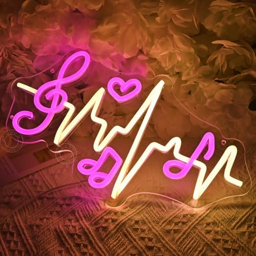 SYLHOME Led Neon Light Sign Music Note Heartbeat Studio Bedroom Wall Decor - Image 6