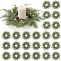24 PCS Christmas Wreath Candle Rings Mini Wreath Pine Garland Artificial Frosted Cedar and Pine Cone Candle Rings Holder for Christmas Wedding Home Table Centerpiece Door Window Chair Wall by Unknown