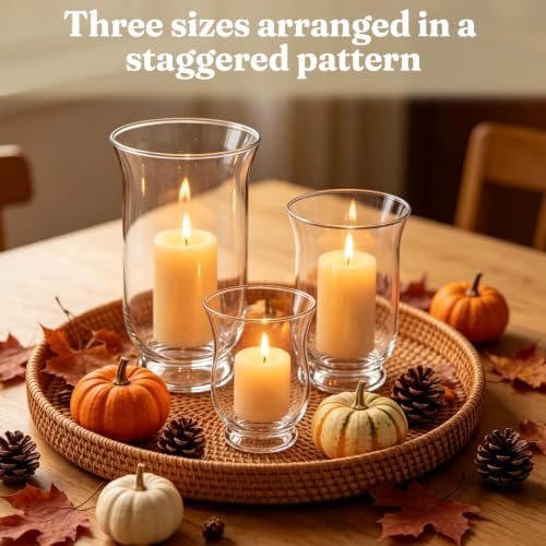 6 Pcs Hurricane Glass Candle Holders, 3 Sizes Pillar Candle Vases - Image 5