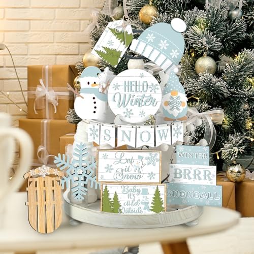 14 Pcs Halloween Tiered Tray Decor Set, Gnome Wood Table Signs (Popular Style) - Image 4