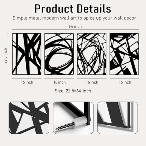 Bakovity Black Metal Abstract Wall Art, Modern 3D Living Room Wall Decor - Image 5