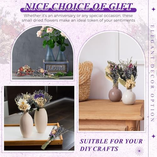 Layhit 24 Pcs Mini Dried Flower Bouquets Boho for Vase, Lavender - Image 3