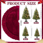 Velvet Christmas Tree Skirt, 60 Inches, Bow Style, Red - Image 3