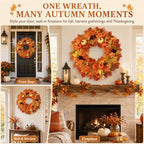 Wironlst 22 Inch Fall Wreaths for Front Door with Artificial Maple Leaf - Image 6