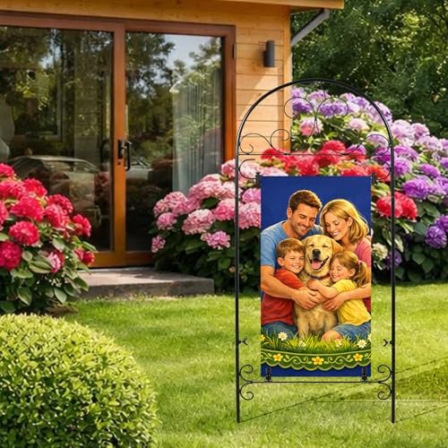 Garden Flag Holder Stand Yard Flag Holder Metal Flag Stand Outdoor Flag Pole Holder for Outside House Seasonal Garden Flag Stake for Lawn Holiday Decor with 2 Stoppers and 2 Anti-Wind Clips - Image 4
